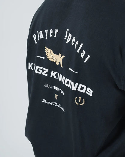 Kingz Player Special Tee - Back Graphic Macro - Player Special Kingz Kimonos JIU JITSU TEAM House of Champions - Black BJJ [color:Black]