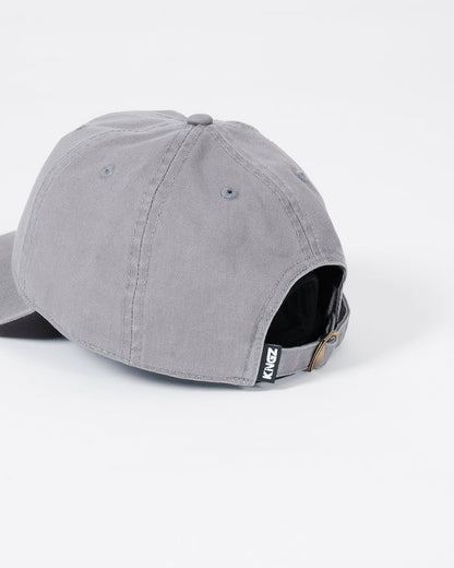 Kingz Script Dad Hat - Grey - Back Angle View Grey Cotton Hat Adjustable Strap KINGZ Tag Casual Fit BJJ Training Apparel [color:Grey]