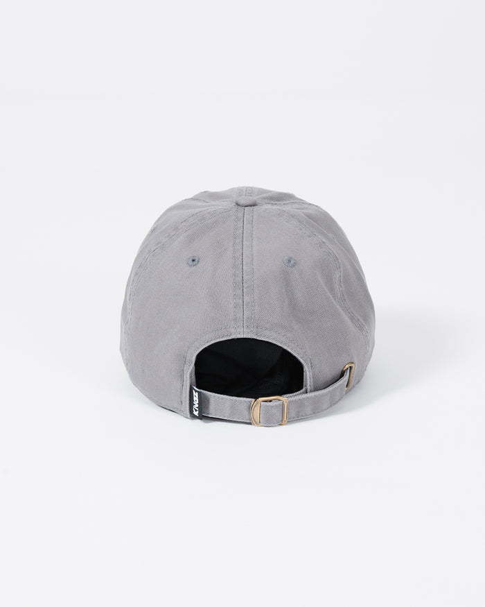 Kingz Script Dad Hat - Grey - Back View Adjustable Strap Metal Buckle Kingz Tag Soft Cotton Fabric Casual Fit BJJ Training Hat [color:Grey]