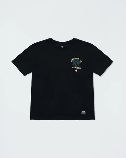 Kingz Submission Hunter Youth Tee - Front View - Panther Chest Graphic - Black Youth BJJ Training Tee [color:Black]