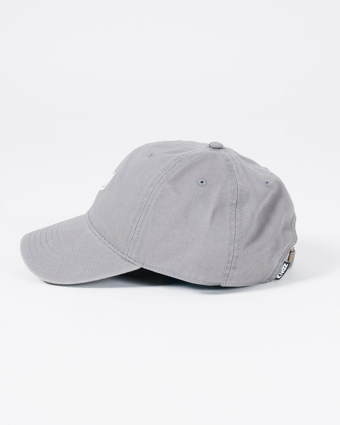 Kingz Kore Dad Hat - Grey - Side View Grey Cotton Dad Hat Embroidered KINGZ Logo Front Adjustable Strap Back Casual Fit BJJ Training Apparel [color:Grey]