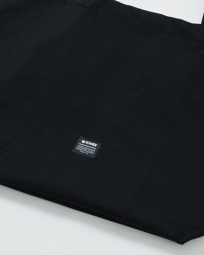 Kingz Kore Eco Bag - Flat Lay Back View - KINGZ Premium Patch Label - Black Canvas BJJ Tote Bag