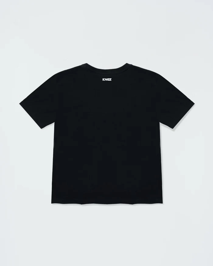 Kingz Kore V2 Youth Tee - Back View - Kingz Upper Back Logo Print - Black Youth BJJ Streetwear Tee [color:Black]