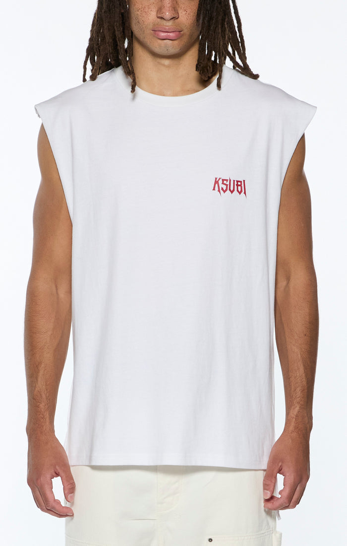 KSUBI kingdom cut off biggie tee - white