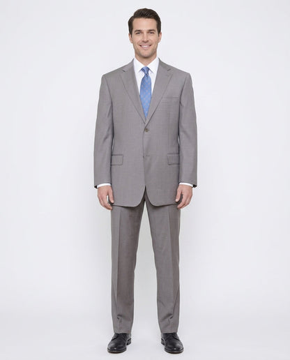 Label E Mens Solid Tan Classic Fit 100% Wool 2 Piece Suit