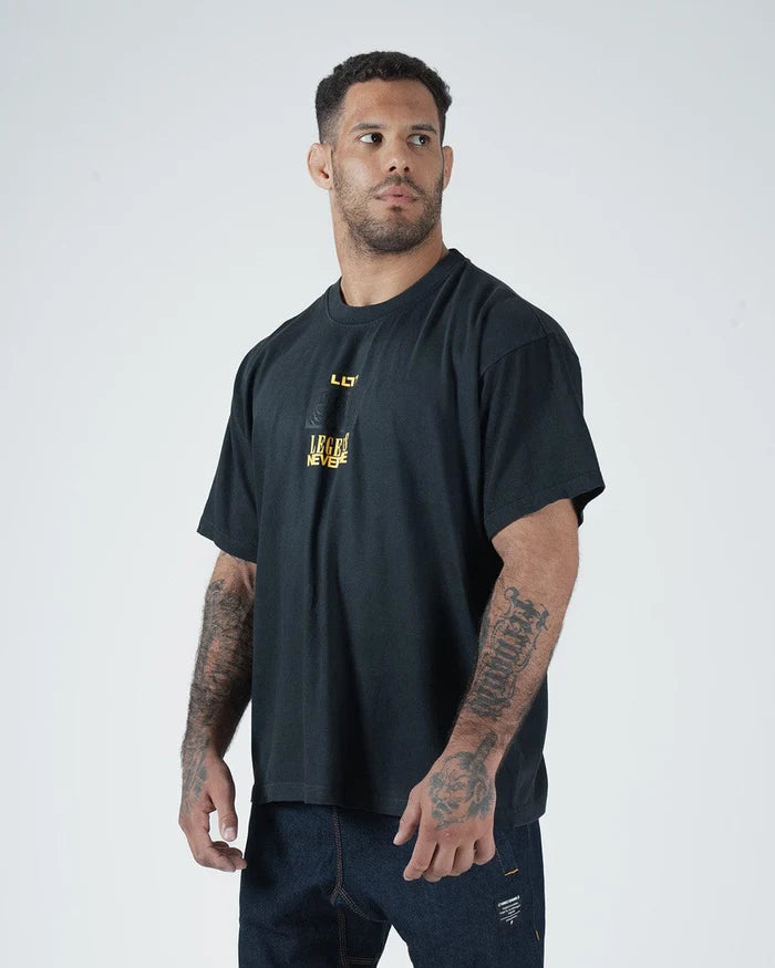 Kingz Leandro Lo Legends Never Die Tiger Tee - Side View - Legends Never Die Gold Graphic - Black BJJ Tribute [color:Black]