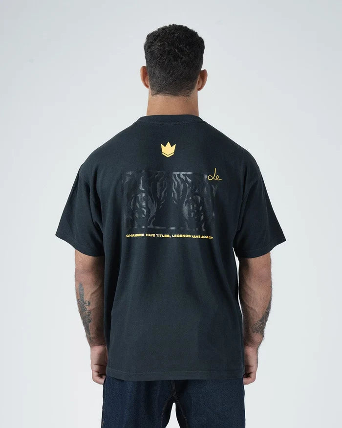 Kingz Leandro Lo Legends Never Die Tiger Tee - Full Body Back View - Tiger Art Back Print - Black BJJ Tee [color:Black]
