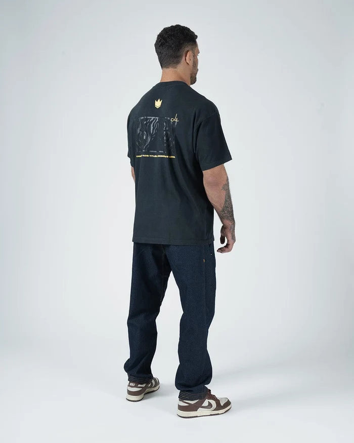 Kingz Leandro Lo Legends Never Die Tiger Tee - Side Back View - Tiger Back Print Shown - Black BJJ Tribute [color:Black]