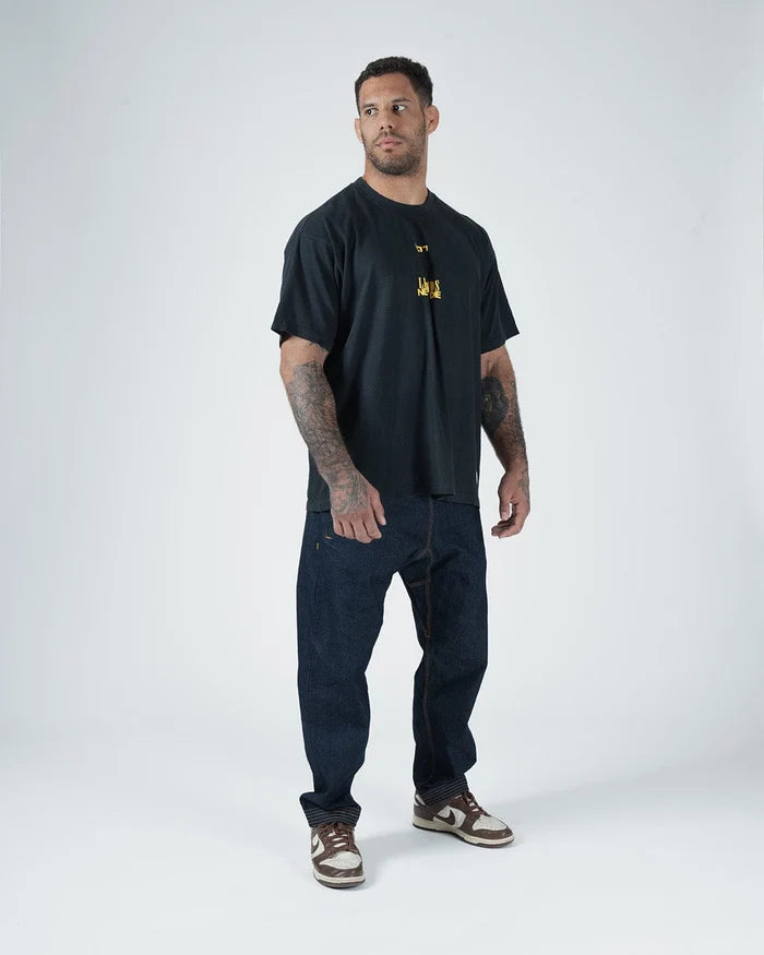 Kingz Leandro Lo Legends Never Die Tiger Tee - Full Body Front View - LLT7 Gold Chest Print - Black BJJ Tee [color:Black]
