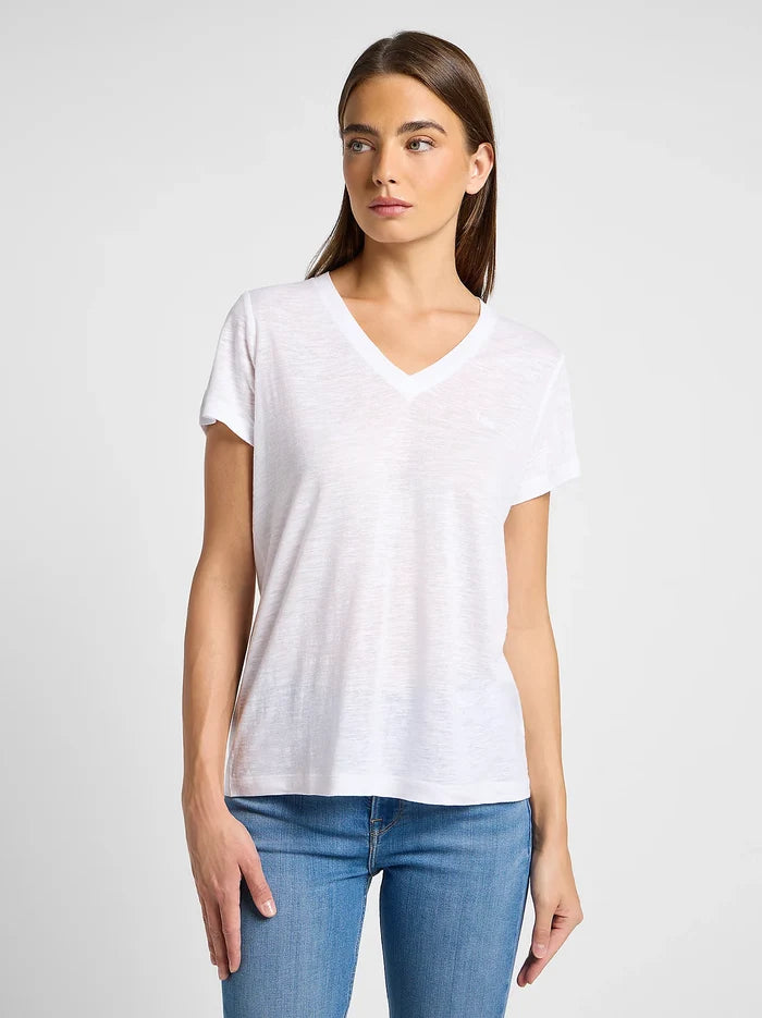 Lee Dömubolur V Neck Bright White