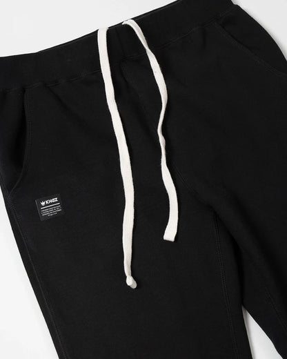 Kingz Loungewear Jogger Black - Close-Up Detail View Black Jogger White Drawstring Kingz Logo Patch Left Pocket Soft Cotton Blend Relaxed Fit Casual Training Pants BJJ [color:Black]
