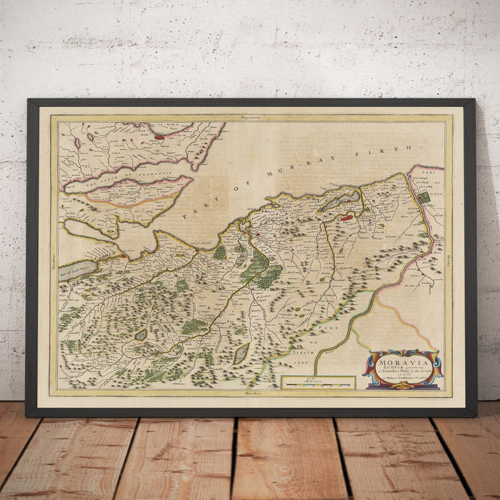 Map of Inverness, Highlands and Moray in 1654, a rare colour old map by Joan Blaeu and Timothy Pont
