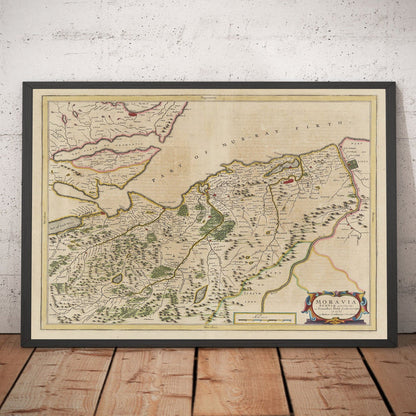 Map of Inverness, Highlands and Moray in 1654, a rare colour old map by Joan Blaeu and Timothy Pont