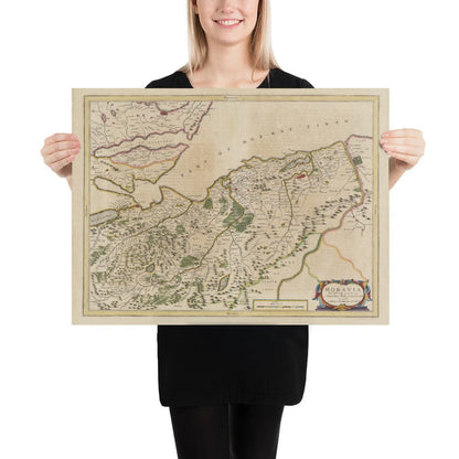 Map of Inverness, Highlands and Moray in 1654, a rare colour old map by Joan Blaeu and Timothy Pont