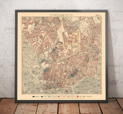 Map of London Poverty 1898-9, Northern District, by Charles Booth - Camden, Islington, Stoke Newington, Kings Cross - N1, N1C, N5, N7, N16, N4