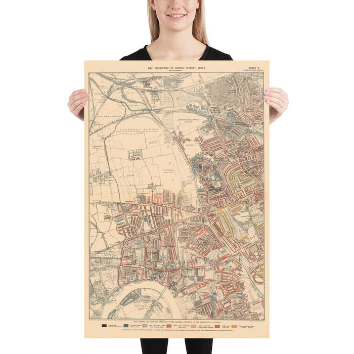 Map of London Poverty 1898-9, Outer Western District, by Charles Booth - Notting Hill, Shepherds Bush, Hammersmith, Chelsea - W6, W12, W14, W11, W10, NW10