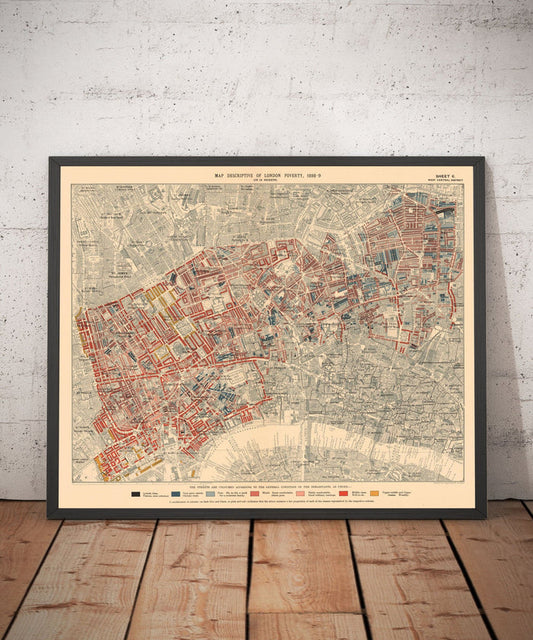 Map of London Poverty 1898-9, West Central District, by Charles Booth - Westminster, Camden, City of London, Islington - W1, WC1, WC2, EC1, N1