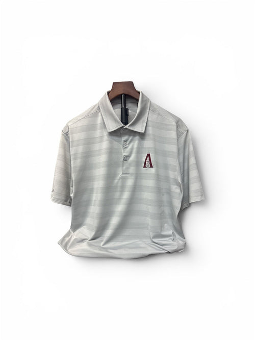 Mens Grey Multistripe Polo "A" Logo