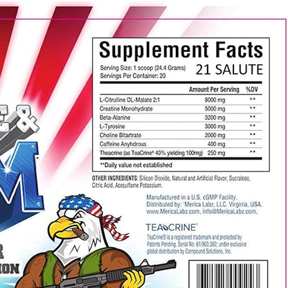 Merica Labz Red White & Boom Preworkout 20 Servings