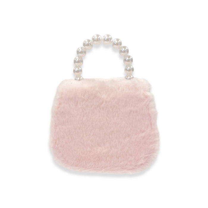 Mesh Bow Furry Purse |  Beige