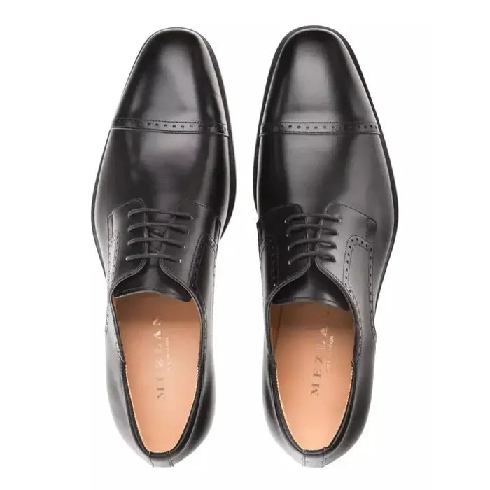Mezlan SHOES Mezlan Mens Black Lace-up Oxford Cap Toe Leather Dress Shoes