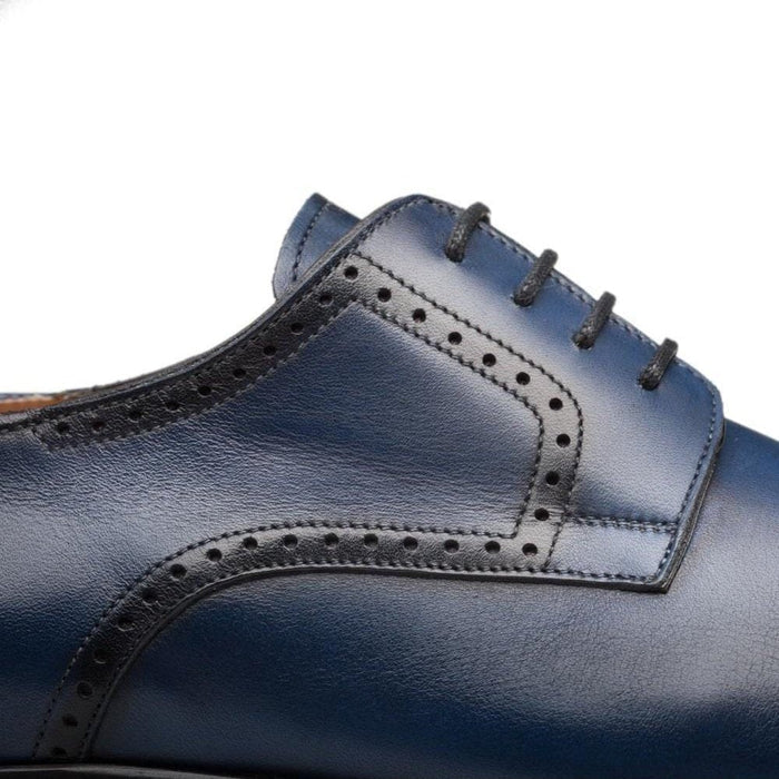 Mezlan SHOES Mezlan Mens Navy Lace-up Oxford Cap Toe Leather Dress Shoes