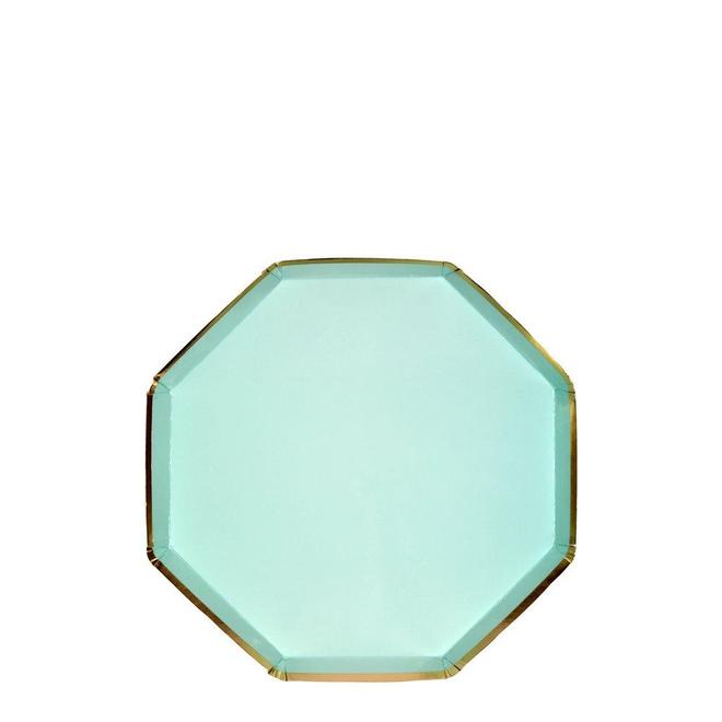 Mint Gold Trim Hex Small Plates