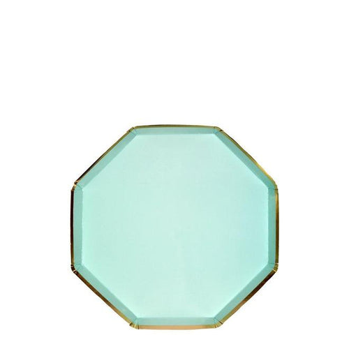 Mint Gold Trim Hex Small Plates