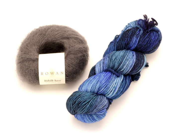 Malabrigo - Arroyo & Rowan - Kidsilk Haze / Regatta Blue & Smoke