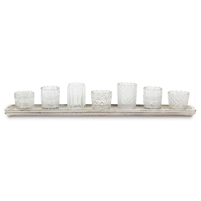 Mixed Glass Votives On Tray