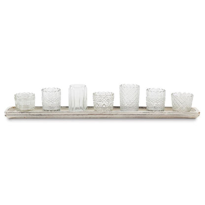 Mixed Glass Votives On Tray