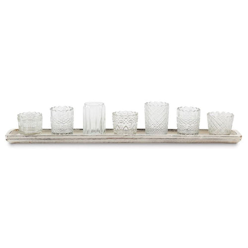 Mixed Glass Votives On Tray