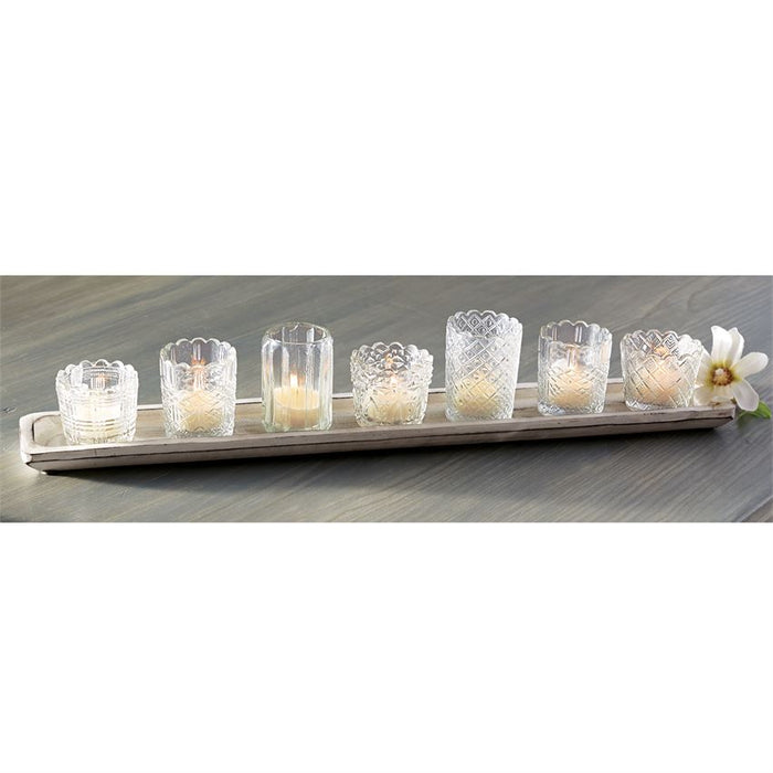 Mixed Glass Votives On Tray