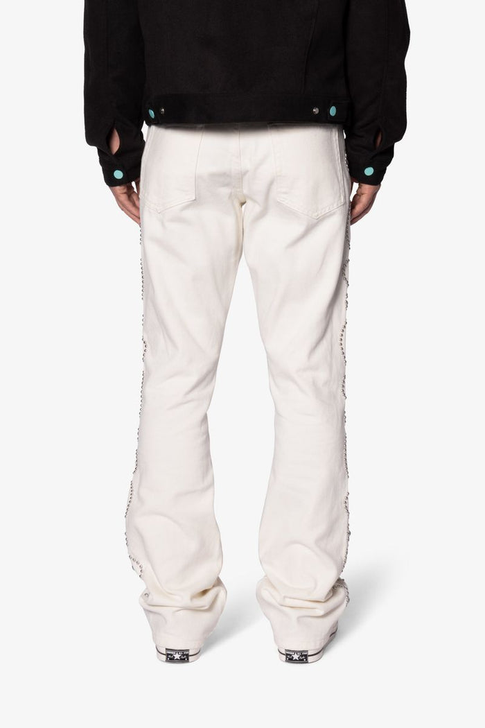 MNML B660 Paisley Stud Flare Pants - Ivory