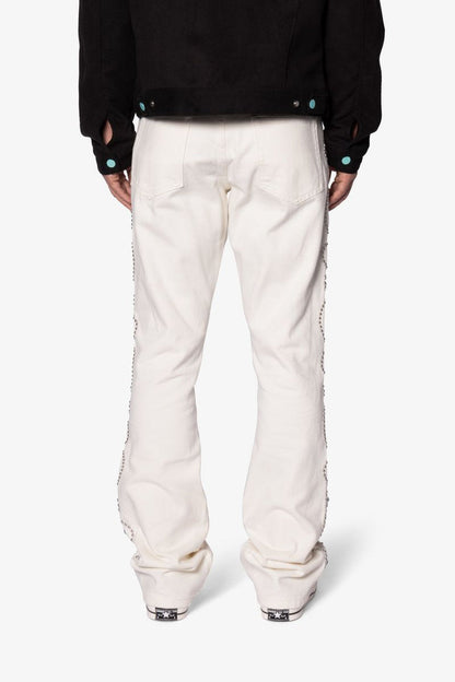 MNML B660 Paisley Stud Flare Pants - Ivory