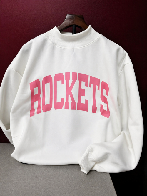Mock Neck White Rockets Pink