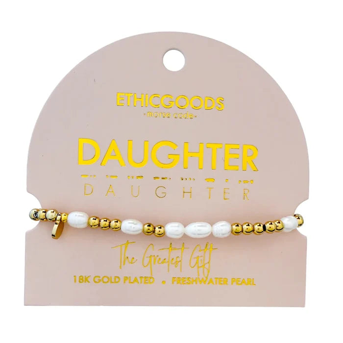 Morse Code Pearl & Gold Bracelet- Assorted Words