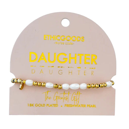 Morse Code Pearl & Gold Bracelet- Assorted Words