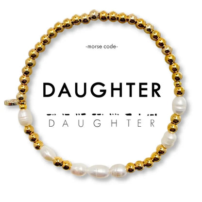 Morse Code Pearl & Gold Bracelet- Assorted Words
