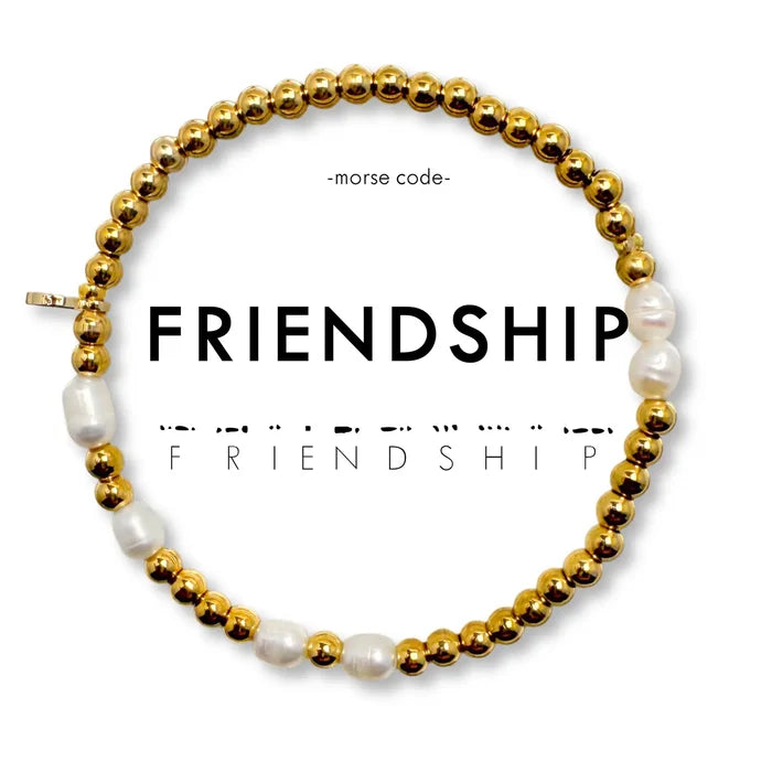 Morse Code Pearl & Gold Bracelet- Assorted Words