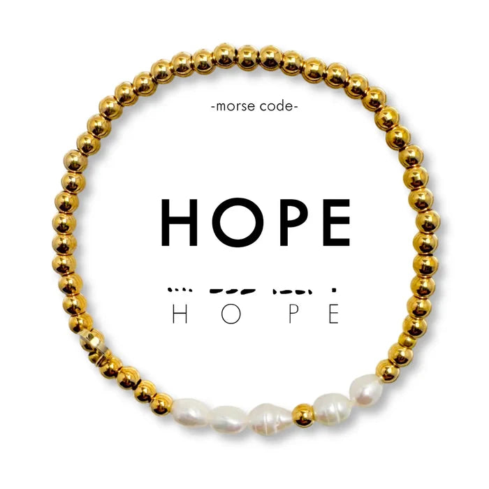 Morse Code Pearl & Gold Bracelet- Assorted Words