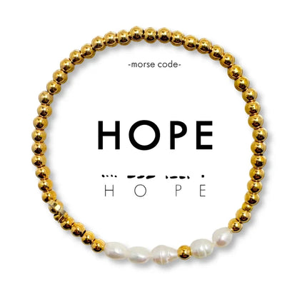Morse Code Pearl & Gold Bracelet- Assorted Words