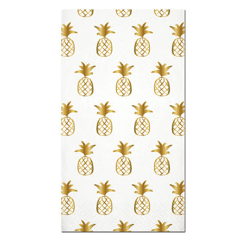 Multi Pineapple Gold Foil Guest Towels