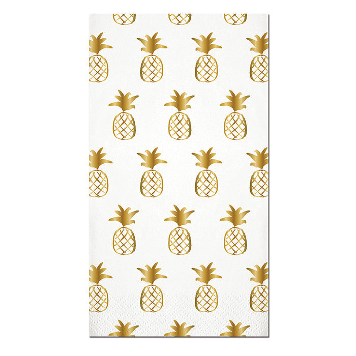 Multi Pineapple Gold Foil Guest Towels