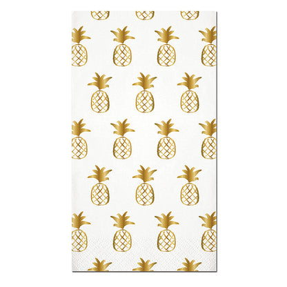 Multi Pineapple Gold Foil Guest Towels