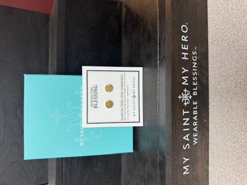 MY SAINT MY HERO-Benedictine Stud Earrings/Gold