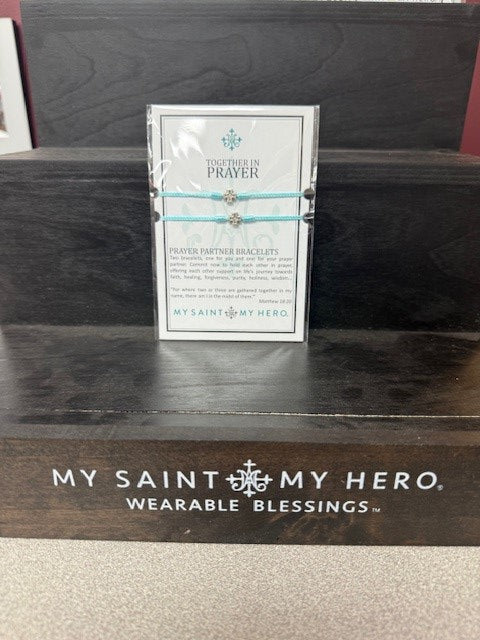 MY SAINT MY HERO-PRAYER PARTNER BRACELETS/MINT & SILVER
