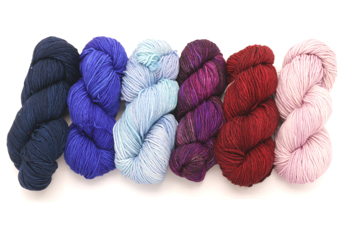 Malabrigo - Rios / Azul Profundo Matisse Blue Aquamarine Sabiduria Cereza & Valentina