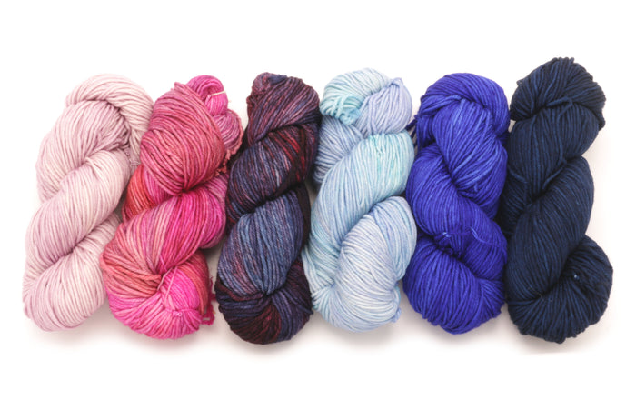 Malabrigo - Rios / Valentina English Rose Syrah Grapes Aquamarine Matisse Blue & Azul Profundo