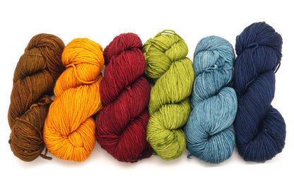 Malabrigo - Rios / Glitter Sunset Cereza Lettuce Reflecting Pool & Azul Profundo